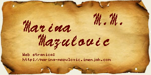 Marina Mazulović vizit kartica